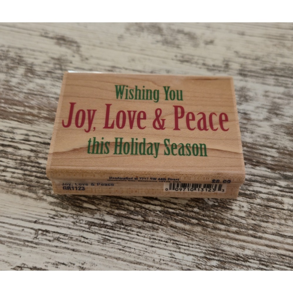 Stampabilities Joy Love Peace Holiday Season Rubber Stamp Wood Mounted GR1123